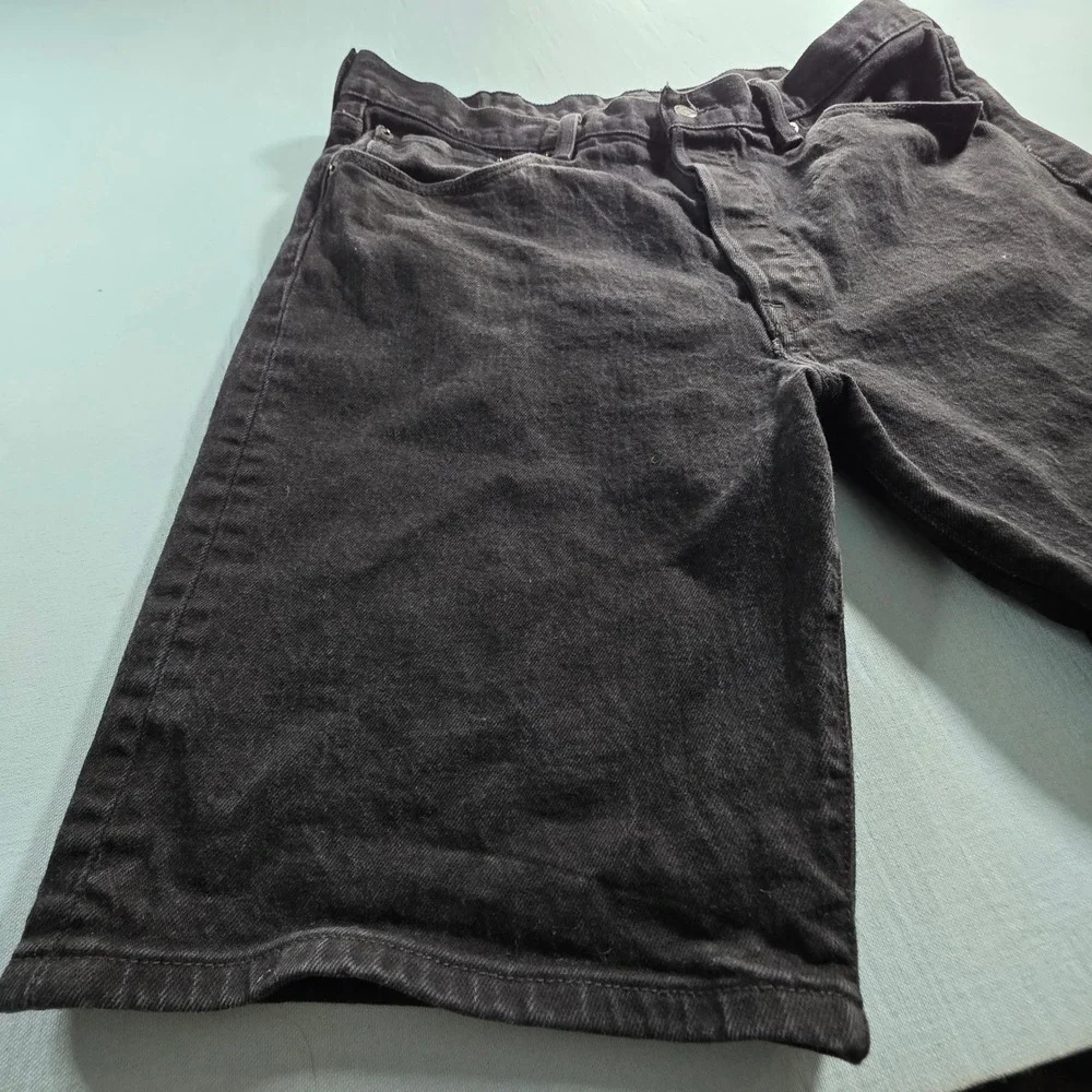 Levis 501 Mens Black Denim Shorts Original Fit Button Fly Cut Off Size 38 W38